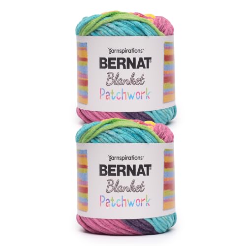 Image of Bernat Blanket Patchwork Yarn for Crocheting Soft, Prism Splash, 2-Pack | #6 Super Bulky Yarn, 100% Polyester, Soft Crochet Yarn for Blankets, Knitting & DIY Crafts, 220yds, 300g /10.5oz per skein