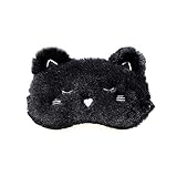 Cute Sleep Mask - Soft and Comfortable Animal Plush Blindfold Eye Cover for Kids Girls Women, Great Eyeshade for Travel, Shift Work, Meditation, Washable (Black Cat)