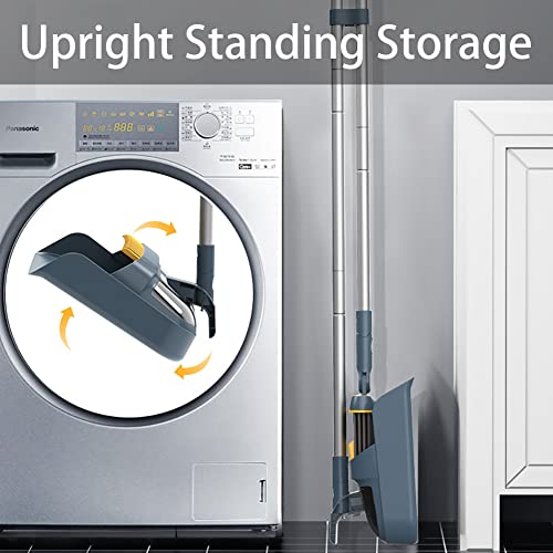 image for Aupekro Broom and Dustpan Set for Home, Long Handle 180 Degree Rotatin