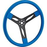 Speedway Motors Performance 15 Inch 3-Spoke Steel Steering Wheel, 2.75' Dish, Cushioned Grip, 3-Bolt Fit, Powder-Coated Blue, No Horn Button Included, Sold Individually