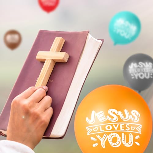 Image of Gejoy Jesus Loves You Balloon 12 Inch Latex Christian Religious Jesus Balloon Party Decor for He Is Risen Party Decor Favor Cross Church Event Birthday Sunday Supplies(Modern Colors,60 Pcs)