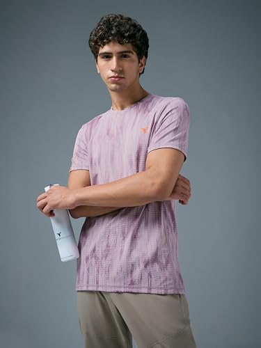 Image of TECHNOSPORT Men's Slim Fit Printed Half Sleeve T-Shirt with Technocool+, Quick Dry for Gym, Workout, Sports & Regular Use
