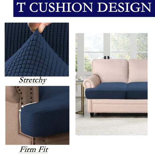 2 fundas de cojín en forma de T elásticas lavables para asiento individual de sofá 5
