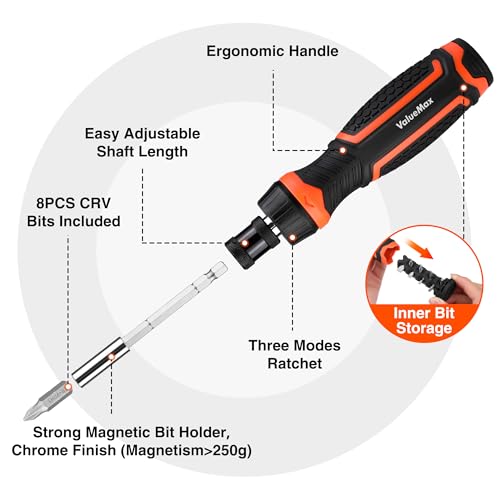 Image of Valuemax Ratcheting Screwdriver, 9-In-1 Multi Ratchet Screwdriver
