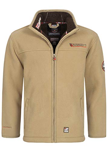 Geographical Norway UBOLT Men - Hombre Manga Larga Lana Polar - Chaqueta Caliente Resistente Fleece - Bolsillo Cuello Cremallera - Ideal Actividades Aire Libre Invierno Beige M