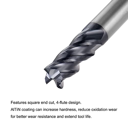 Image of uxcell Square Nose End Mill, 8mm Tip Dia Solid Carbide AlTiN Coated CNC Router Bits 4 Flute Spiral Milling Cutter HRC45 with 8mm Shank 60mm (2.36-inch) Length