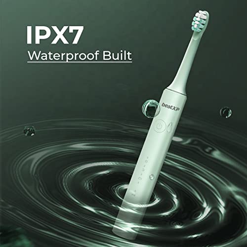 Image of beatXP Vibe Electric Toothbrush for Adults with 4X Plaque Removal|Rechargeable Electric Toothbrush with 2 Brush Heads & 5 Cleaning Modes|40000 strokes /min with Long Battery Life Green