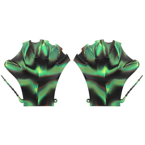 Guantes de natación para resistencia al agua PATIKIL de silicona verde hidrodinámica