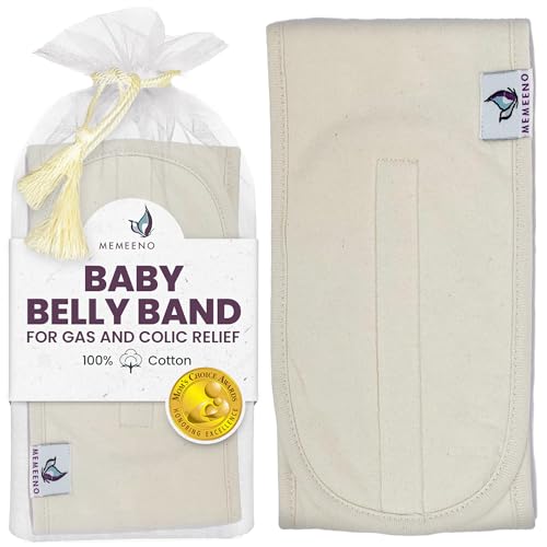 MEMEENO Baby Belly Band for Gas and Colic Baby Relief - Belly Band for Baby Heating Pad for Colic, Baby Gas Relief, Gas Relief for Infants, Baby Heated Tummy Wrap, Naturelle