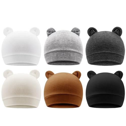 DRESHOW - DRESHOW Bébé Bonnet Nouveau-né Bambin Doux Mignon Tricoté Chapeau pour Bébés Garçons Child Casquette Bonnets, 0-6 mois, 6 Pack Bear Ears: Set-7UK