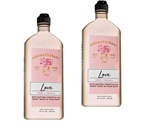 Bath & Body Works 2 Pack Aromatherapy Love , Rose & Vanilla Shower