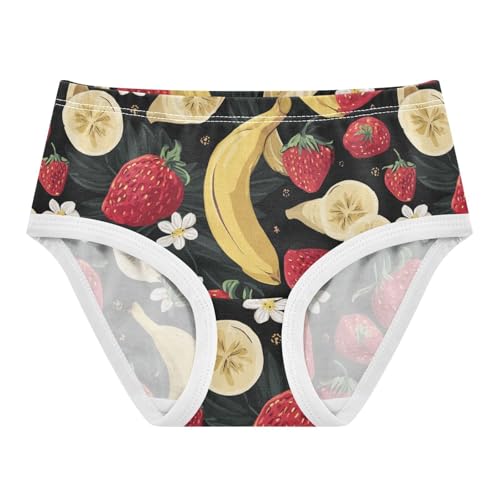 Wusikd Strawberries Girls' Underwear Cotton Bananas Girls Briefs Soft Toddler Underwear 2T