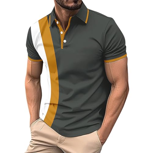 Polo Homme Manches Courtes Léger - T-Shirt Vêtements De Sport en Coton - Gris M