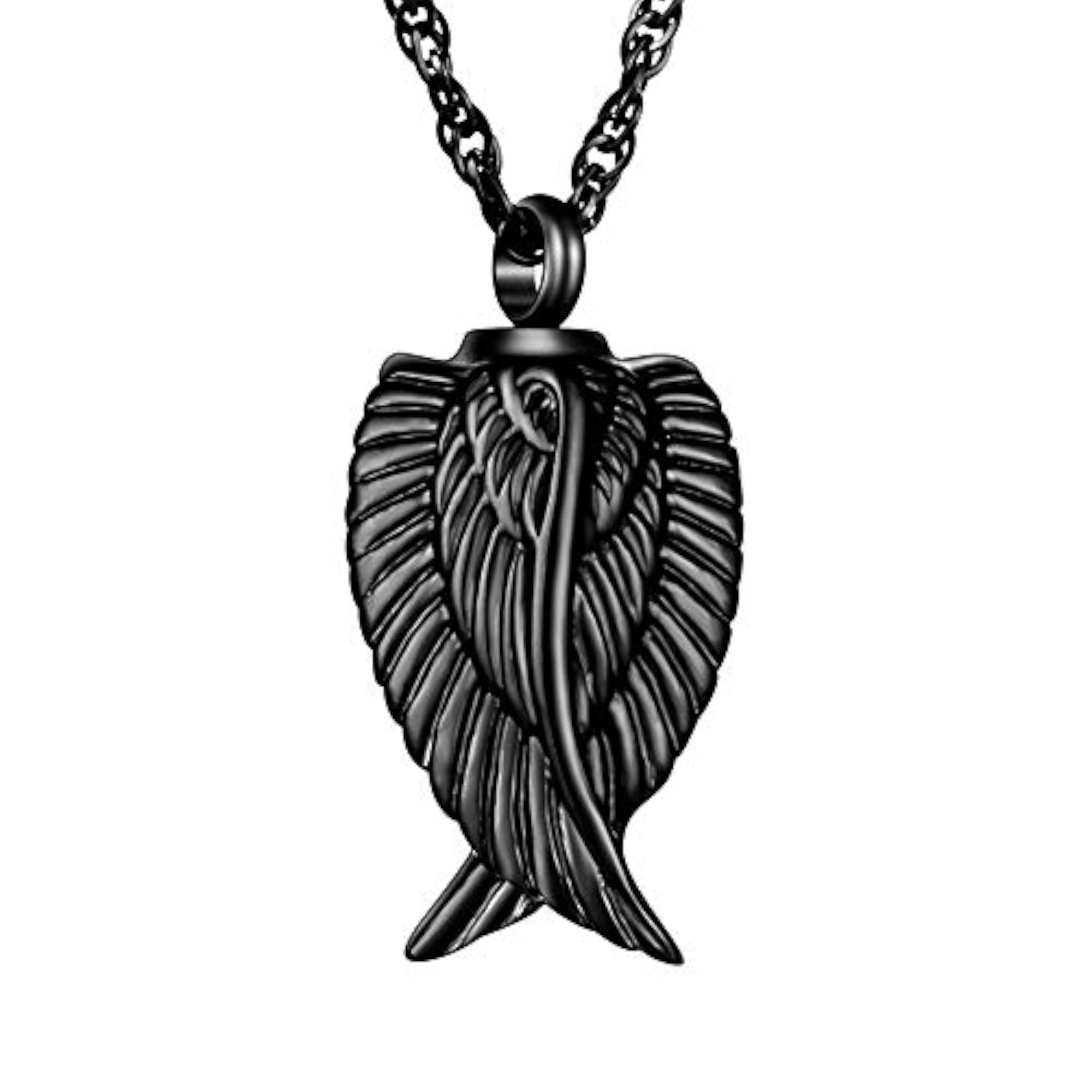 Angel Wing Cremation Necklace for Ashes, Memorial Jewelry