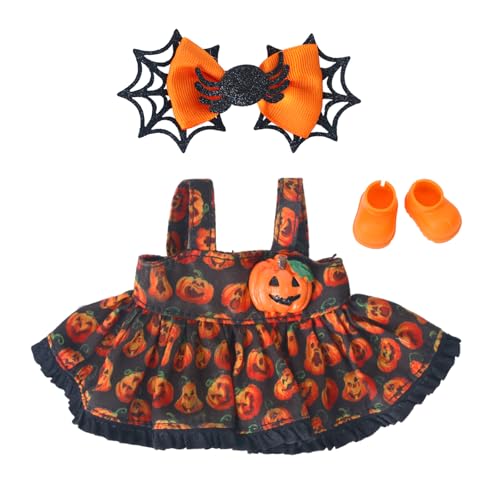 ZhuPolly 17cm Doll Clothes Sets(No Doll) Halloween Orange Dress Outfits Handcrafted Designer DIY Accessories Including Dress Shoes and Headwear