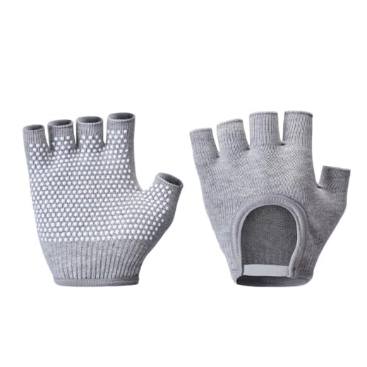 Oasymala - Guantes de yoga sin dedos sin dedos - Ideal para pilates, barra, aire yoga y fitness - Tejido transpirable con agarre mejorado para estabilidad (gris)