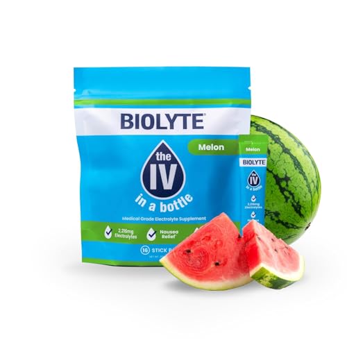 BIOLYTE IV Electrolyte Powder Packets, IV Liquid Drink Mix for Water, Doctor-Developed Hydration, HSA & FSA Approved Dehydration Relief, Chemotherapy Must Haves for Women & Men - Watermelon (16 Pack)