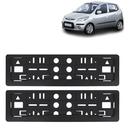 Image of KINGSWAY I10 Car Number Plate Frames for All 2007 to 2010 Models of Hyundai Car Registration Plate Holders, Black Licence Plate Covers (Front and Rear), Universal Size 51.5 x 14.5 cm