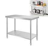 LARS360 Edelstahl Arbeitstisch Edelstahltisch Gastro Silber Lebensmittel Zubereitungstisch Gewerbliche Arbeitstisch für Küche Bar Restaurant (L x B x H: 100 * 60 * 85 cm, ohne Aufkantung)