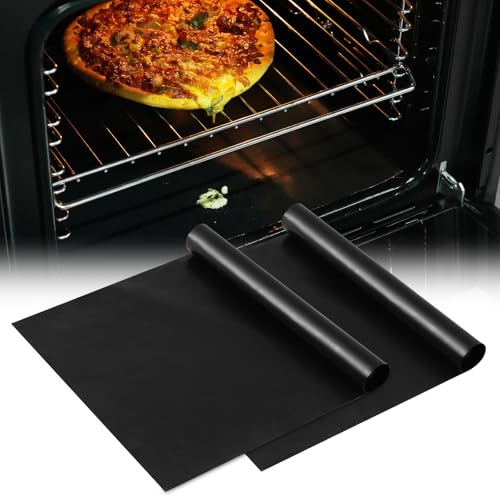KitchenRaku Universal teflon ofen herdmatte, Antihaft- Backofeneinlagen für den Boden des Backofens, Wohnaccessoires & Küchenzubehör (Schwarz 2er, 32x50cm)