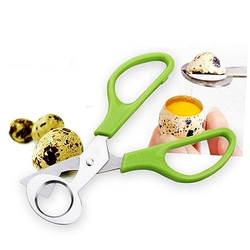 Cabilock 2Pcs Quail Egg Scissors Stainless Steel Cutters for Easy Opening Compact for Kitchen and Dining Use Handles for Small Eggs Green