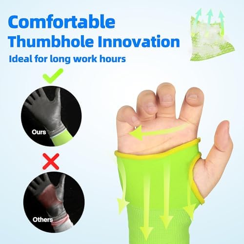 Schwer 18 inch 18 Gauge Protective Arm Sleeves, ANSI A6 Cut Resistant Sleeves with Thumb Hole (1 Pair, Brilliant Yellow)