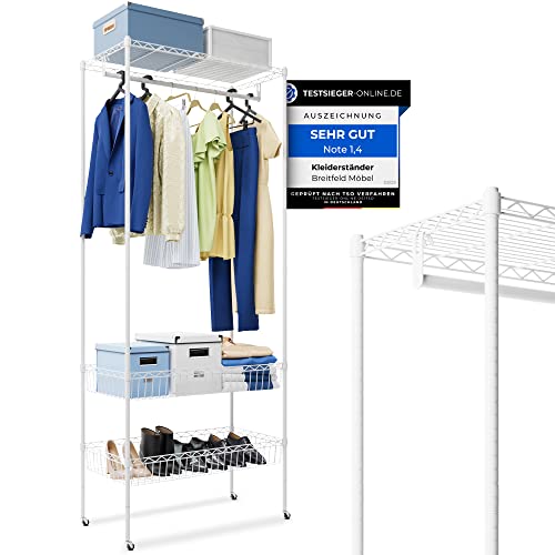 Breitfeld Kleiderständer auf Rollen I Garderobenständer mit Standfuß...