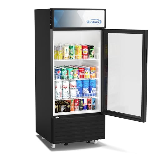Image of KoolMore 6 Cu. Ft. Commercial One Glass Door Display Upright Beverage Refrigerator Cooler Merchandiser - 21.4 in. x 24.4 in. x 52.7 in. ETL Listed [Black] (KM-MR-1GD)