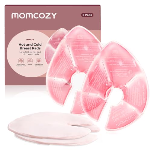 Image of Large Reusable Breast Therapy Hot & Cold Pads, Momcozy Pink
