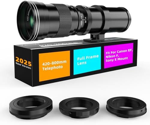 best nikon lens for bird photography that will elevate your shots 5 Yanuoda 420-800mm F/8.3 Full Frame Telephoto Zoom Lens, Manual Focus for Canon EF/EF-S, Nikon F, Sony E Mount Cameras, Perfect Starter Lens for Moon, Bird, Wildlife & Nature Photography