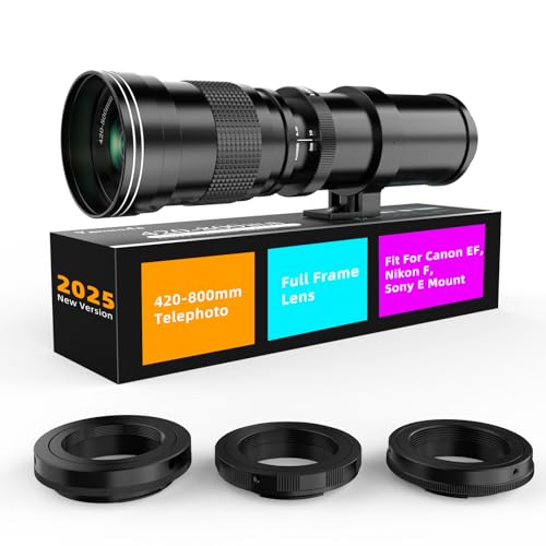 Yanuoda 420-800mm F/8.3 Full Frame Telephoto Zoom Lens, Manual Focus for Canon EF/EF-S, Nikon F, Sony E Mount Cameras, Perfect Starter Lens for Moon, Bird, Wildlife & Nature Photography