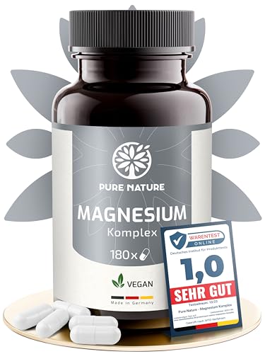 Magnesium Komplex hochdosiert - 400 mg - 180 Kapseln - 7in1 Komplex mit Magnesiumbisglycinat, Magnesiumcitrat, Magnesiummalat, Magnesiumtaurat - vegan - laborgeprüft - ohne Zusätze