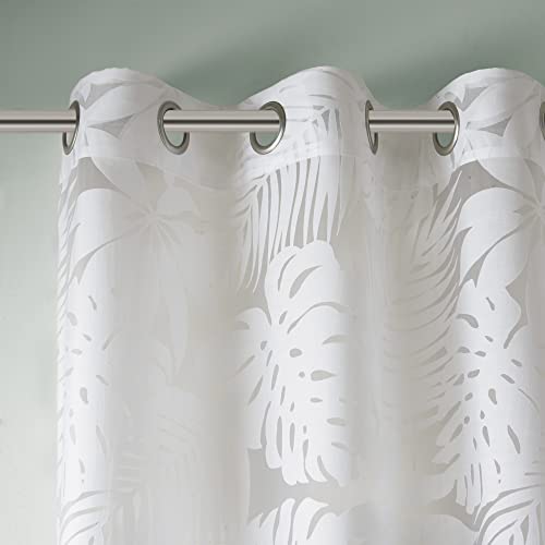 Madison Park Semi Sheer Curtain Modern Contemporary Botanical Print Out Design Grommet Top - Image 3