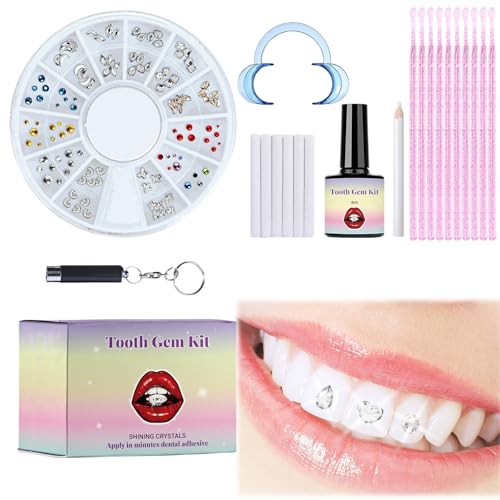 DIY Tooth Gems Kit - Teeth Crystal Decoration for Women Removable Tooth Ornaments - Teeth Decor Fashionable Diamond Crystal Gems