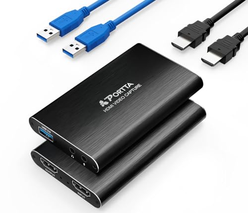 Portta HDMI Video Capture Card, Stream and Record in 1080P60 with Ultra-Low Latency, 4K HDMI in/Loop...