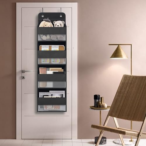 Over The Door Hanging Organizer with 4 Large Pockets – Closet, Bathroom, Nursery, Bedroom, Dorm Storage for Toys, Cosmetics, and Baby Essentials, Black - Image 3