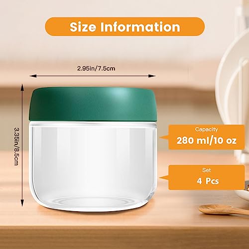 4 Pack 10oz Glass Jar with Lid,Leak Proof Glass Jars for Overnight Oats,Reusable Small Mason jars Overnight Oats Jars for Fruit, Salad, Dressing, Snacks Cereal,Sauce,Cerea,Sugar,Beans - Image 3