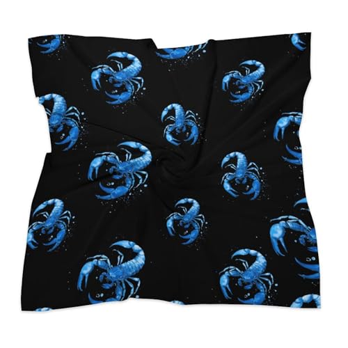 Watercolor Scorpion Bandanas Face Mask Square Scarf Headwear Silk Head Scarves Lightweight Wrap Neck Scarf3