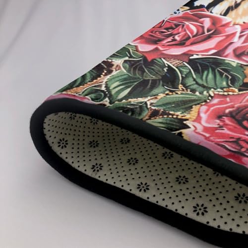 Tapis à poils longs de qualité supérieure avec mousse à mémoire imprimé léopard
