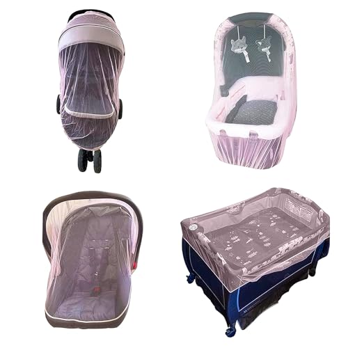 Image of Enovoe Durable Baby Stroller Mosquito Net for Crib - Perfect Bug Net for Strollers, Bassinets, Cradles, Playards, Pack N Plays and Portable Mini Crib Mosquito net for Stroller (Pink)