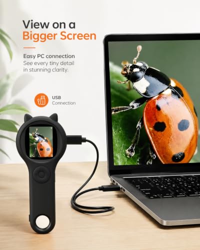 Image of Digital Microscope for Kids School Projects, 500X Portable Microscope with 2 inch IPS Screen, STEM Science Tool for Kids Age 6-12 (Black)
