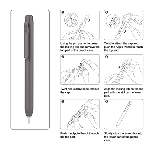 Image of MoKo Holder Case for Apple Pencil 1st Gen, Retractable Tip Cap for iPad 8th /7th Generation, iPad Air 3rd 10.5 inch, iPad Mini 5th 7.9 inch 2019 /2020 - Dark Gray | Retractable, Protective Sleeve Skin Cover, Sturdy Clip