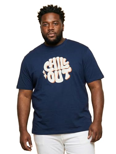 T-shirt bleu marine Bigbanana col rond mi-long pour homme en coton