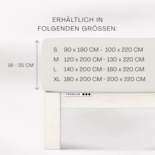 schlafgut Premium Spannbettlaken 140x200 cm Bio-Baumwolle, Off-White – Ansicht 2