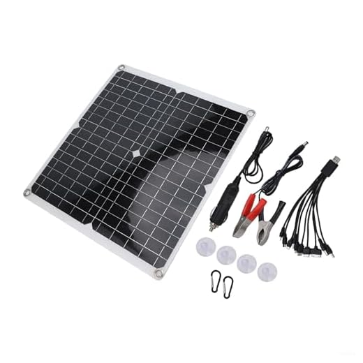 50W Solarpanel Kit 12V Ladegerät mit Hoher Effizienz Monokristallin für Autobatterie Wohnmobil Boot Lkw Camping Outdoor Notfall Mit Dual USB und Vielseitigem Zubehör
