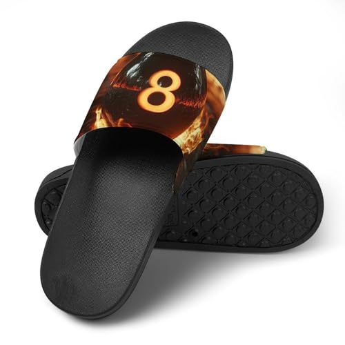 8 Ball Burning on Flames PVC Slippers Sandals for Women Men Open Toe Soft Cushioned Non-Slip Sandal for Indoor Outdoor4