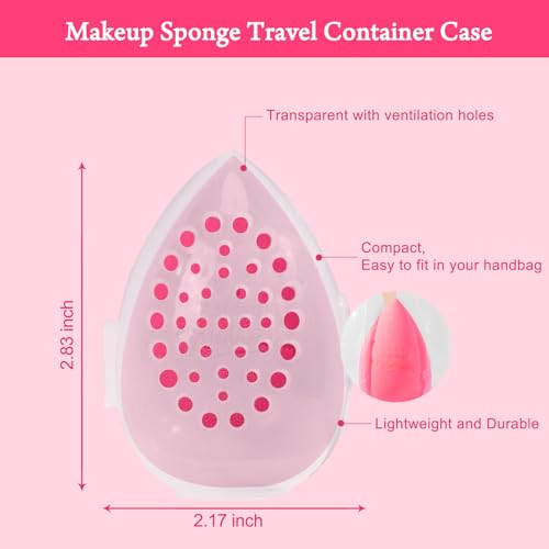 Image of Real Perfection Makeup Sponge Set Blender Sponges, Latex-Free Beauty Makeup Sponges 7 pcs with 1 Travel Container Case for Blending Foundation Liquid Cream and Powder (Rose Red)