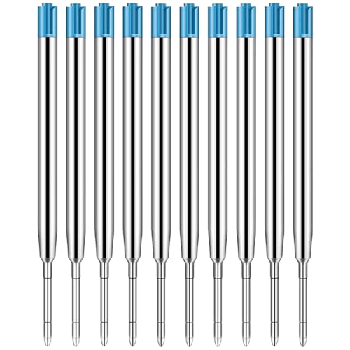 BAVALIN 10 Stück Kugelschreiberminen - Standard Großraumminen Austauschbare Kugelschreiber Minen 1,0mm Strichstärke Metall Kugelschreiber Ersatzmine für Schule, Bürobedarf - Blau