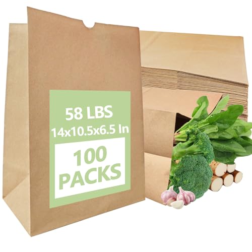 MAXTBEE 100 Pack Heavy Duty Kraft Paper Bags