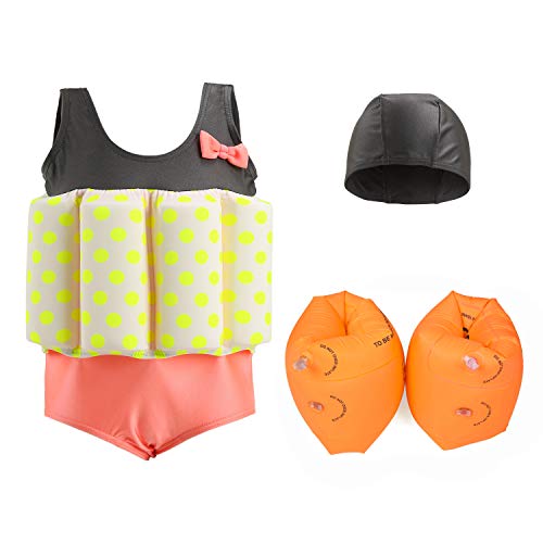 Wowelife Baby Float Suit with Arm Bands Toddler Floating Swimsuit with 8 Removable Buoyancy Sticks for Boys and Girls, 1-4 Years (Light Pink, S(Chest 23,Length 16.5inch))